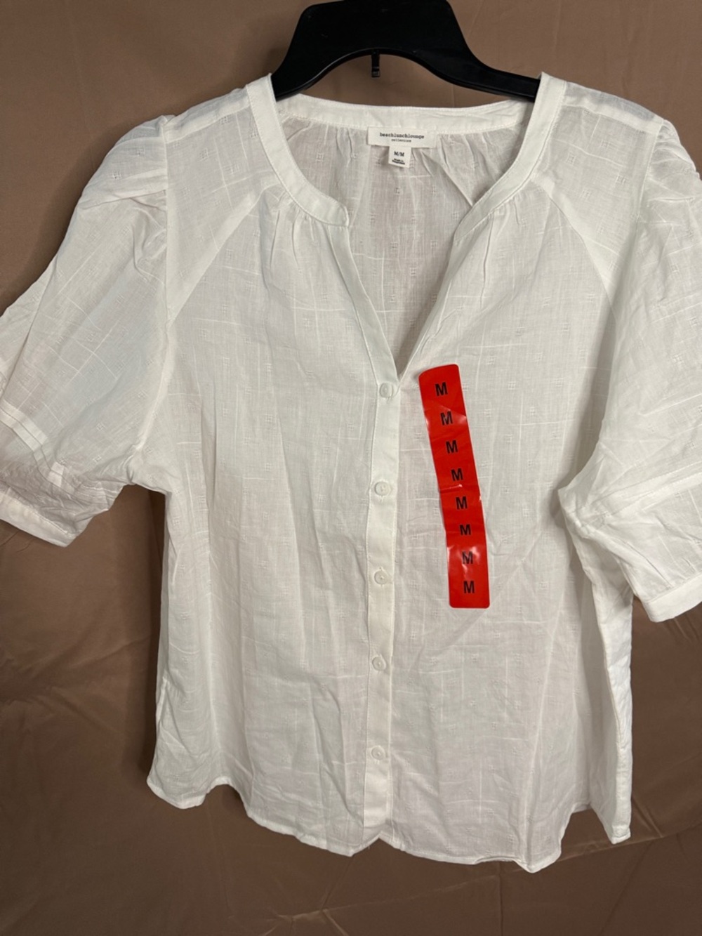 Beachlunchlounge White Button-Front Short Sleeve Shirt